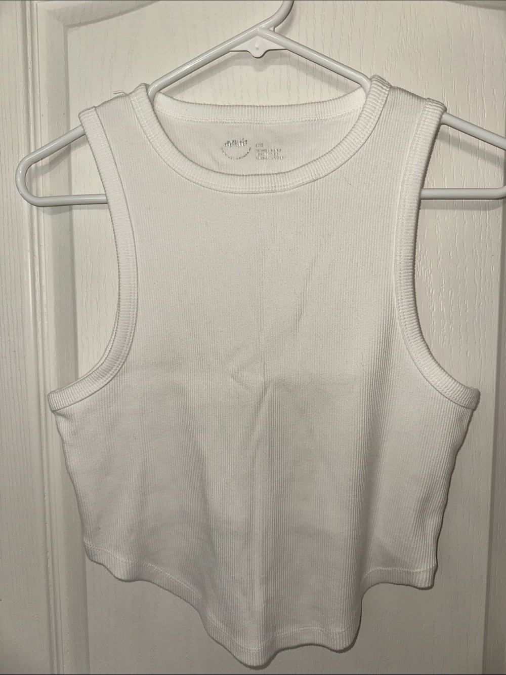 aerie White Ribbed Cropped Tank